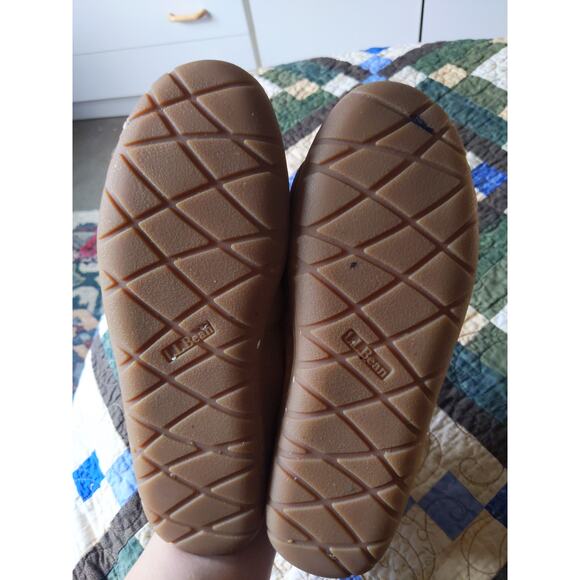 L.L.Bean Wicked Good Moccasin Slippers Men's Sz 8 Genuine Shearling Fur Suede - Picture 10 of 13